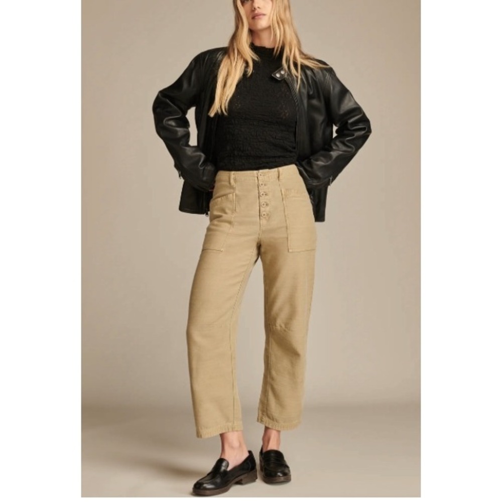 Abercrombie & Fitch Khaki High Rise Utility Straight Leg Button Fly Pants Size 2